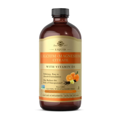 Liquid Calcium Magnesium Citrate with Vitamin D3 - 473ml Natural Orange-Vanilla