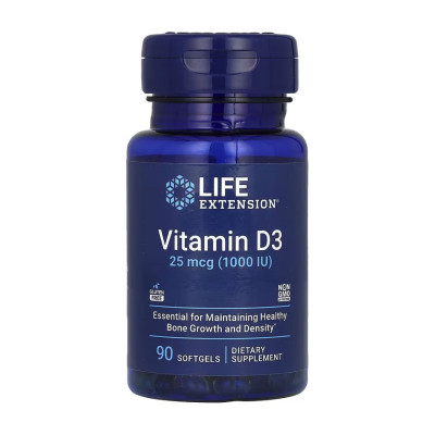 Вітамін Д3, Vitamin D3 25 mcg (1000 IU) - 90 softgels