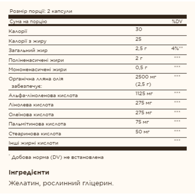 Лляне масло, Flaxseed Oil 1250 mg - 100 softgels