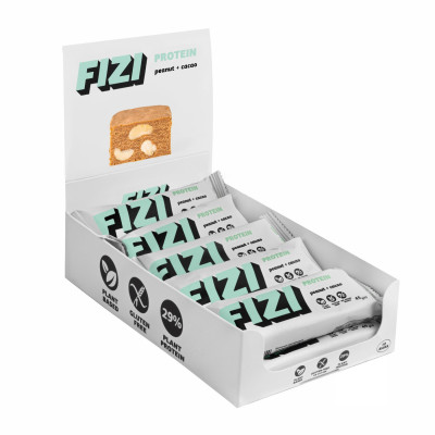 Протеїнові батончики, FIZI Protein Bar - 10х45g Peanut-Сacao