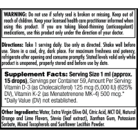Вітамін Д3 та К2, D3 K2 DropIns 125mcg - 2 oz Citrus