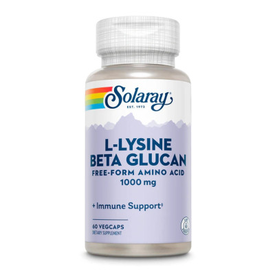 L-лізин з бета-глюканом, L-Lysine with Beta Glucan 1000mg - 60 vcaps
