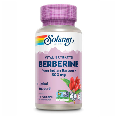 Берберин, для зниження рівню глюкози та роботи кишечника, Berberine from Indian Barberry 500mg - 60 vcaps