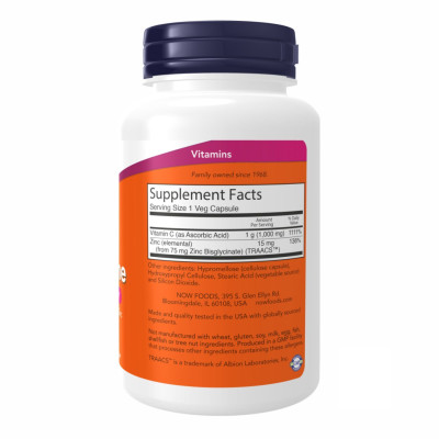 Вітамін C та цинк, C-1000 Zinc Immune - 90 vcaps