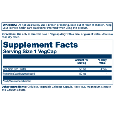 Цинк цитрат, Zinc Citrate 50mg - 60 vcaps