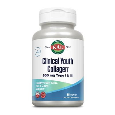 Морський колаген для краси та суглобів з рослинними екстрактами, Clinical Youth Collagen I&III 600mg - 60 vcaps