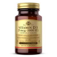 Вітамін Д3, Vitamin D3 25 mcg (1000 IU) Chewable Strawberry Banana Swirl - 100 Chewables