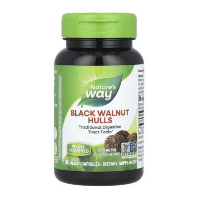 Чорний горіх, Black Walnut Hulls - 100 vcaps Чорний горіх, Black Walnut Hulls - 100 vcaps