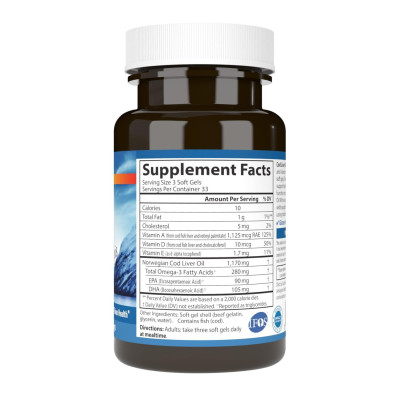 Жир печінки тріски, Cod Liver Oil - 100 mini softgels