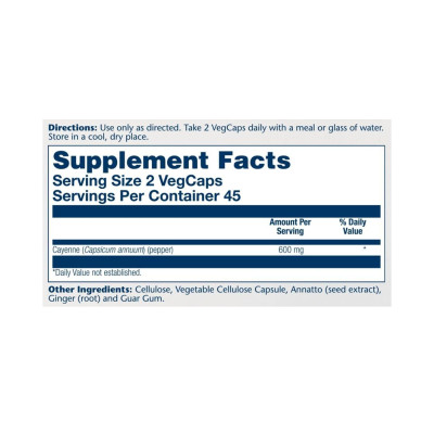 Cool Cayenne Pepper 40,000 HU 600mg - 90 vcaps