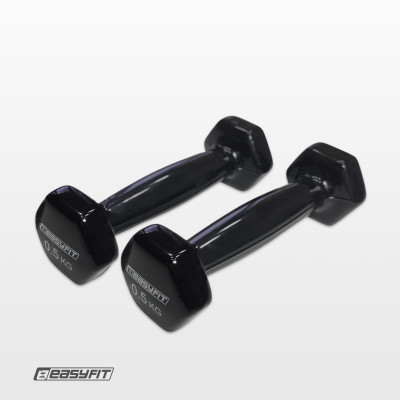 Гантель для фітнесу 0.5 кг EasyFit із вініловим покриттям чорна