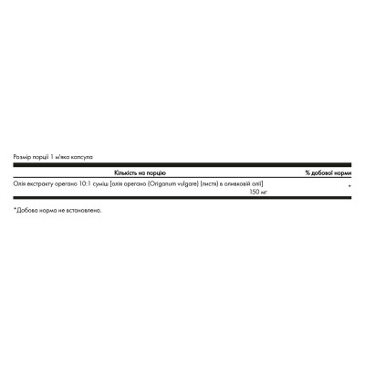 Oregano Oil 10:1 Extract 150mg - 120 softgels