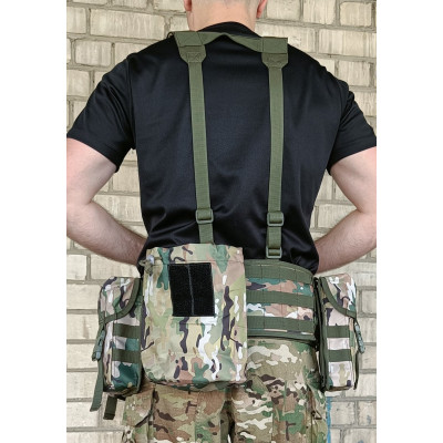Тактичний пояс розвантажувальний РПС з кріпленнім MOLLE та плечовими лямками мультикам без підсумків