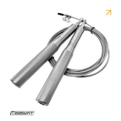Швидкісна скакалка EasyFit Aluminium зі сталевим тросом та алюмінієвими ручками сіра Швидкісна скакалка EasyFit Aluminium зі сталевим тросом та алюмінієвими ручками сіра