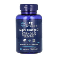Омега 3, Super Omega-3 EPA/DHA Fish Oil Sesame Lignans & Olive Extract - 60 softgels