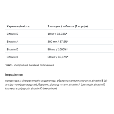 Вітамінний комплекс, Vitamin ADEK Complex - 60caps