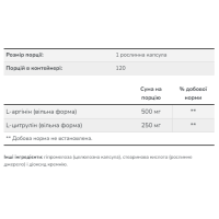Arginine Citrulline 500mg/250mg - 240 vcaps