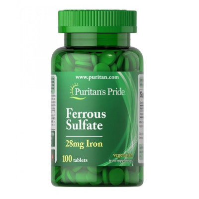 Сульфат заліза, Iron Ferrous Sulfate 28 mg - 100 Tablets Сульфат заліза, Iron Ferrous Sulfate 28 mg - 100 Tablets