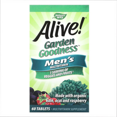 Мультивітаміни для чоловіків, Alive Organic Garden Goodness Men - 60 tabs Мультивітаміни для чоловіків, Alive Organic Garden Goodness Men - 60 tabs