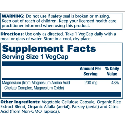Магній хелат, Solaray Magnesium Amino Acid Chelate 200mg - 100 vcaps