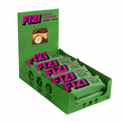 Протеїнові батончики, FIZI Chocolate Bar - 10х45g Hazelnut-Caramel