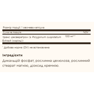 Ресвератрол, Resveratrol 100mg - 60 vcaps