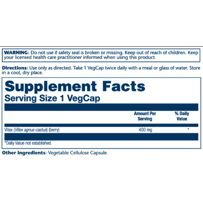 Вітекс, підтримка жіночого здоров'я, Solaray Vitex Berry Extract 400mg - 100 vcaps