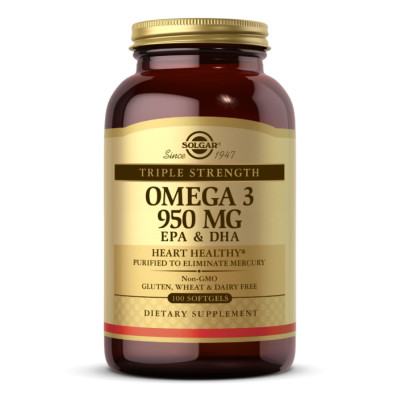 Омега-3, Triple Strength Omega-3 950mg - 100 softgels Омега-3, Triple Strength Omega-3 950mg - 100 softgels
