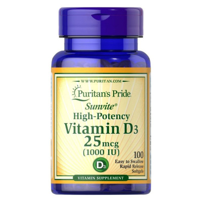 Вітамін Д-3, Vitamin D3 25mcg 1000IU - 100softgels Вітамін Д-3, Vitamin D3 25mcg 1000IU - 100softgels