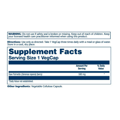 Со пальметто, Saw Palmetto Berry 580mg - 50 vcaps