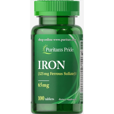 Сульфат заліза, Iron Ferrous Sulfate 65 mg - 100 Tablets Сульфат заліза, Iron Ferrous Sulfate 65 mg - 100 Tablets