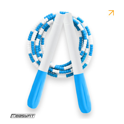 Бісерна скакалка EasyFit FreeRope для трюків 2,7 м (біло-блакитна)