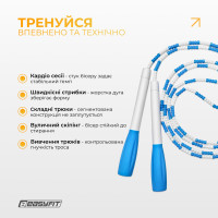 Бісерна скакалка EasyFit FreeRope для трюків 2,7 м (біло-блакитна)