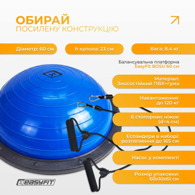 Балансувальна платформа EasyFit BOSU 60 см Синій