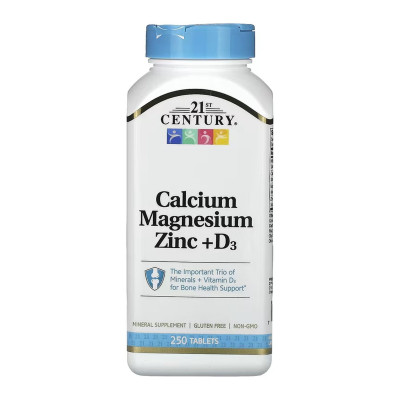 Кальцій, Магній, Цинк і вітамін Д3, Calcium Magnesium Zinc +D3 - 250 tabs