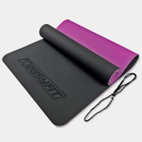 Килимок для йоги та фітнесу EasyFit TPE+TC 6 мм двошаровий чорно-фіолетовий