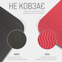 Килимок для йоги та фітнесу EasyFit TPE+TC 6 мм двошаровий + чохол чорний-червоний