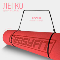 Килимок для йоги та фітнесу EasyFit TPE+TC 6 мм двошаровий червоний-чорний