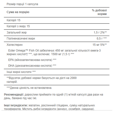 Омега-3, Omega-3 Fish Oil Extra Strength 1500 mg (450 mg Active Omega-3) 60 Softgels