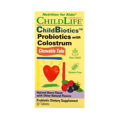 Пробітики для дітей з колострумом, Probiotics with Colostrum Chewable - 90 tabs Natural Berry Пробітики для дітей з колострумом, Probiotics with Colostrum Chewable - 90 tabs Natural Berry