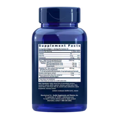 Омега-3, Super Omega-3 Plus EPA/DHA Fish Oil, Sesame Lignans, Olive Extract, Krill & Astaxanthin - 120 softgels