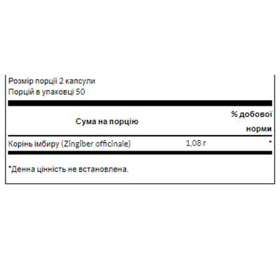 Корінь імбиру, Ginger Root 540mg - 100 caps