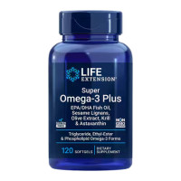 Омега-3, Super Omega-3 Plus EPA/DHA Fish Oil, Sesame Lignans, Olive Extract, Krill & Astaxanthin - 120 softgels