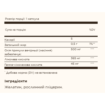 Олія вечірньої примули, Evening Primrose Oil 500mg - 180 softgels