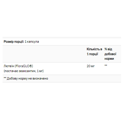 Лютеїн, Lutein 20 mg - 60 softgels