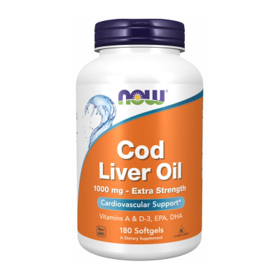 Олія печінки тріски, Cod Liver Oil 1000mg - 180 sgels