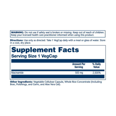 Ніацинамід, Niacinamide 500mg - 100 vcaps