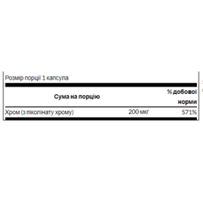 Хром Піколінат, Chromium Picolinate 200mg - 100caps