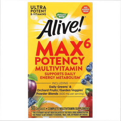 Мультивітаміни, Max6 (No-Iron) - 90 vcaps Мультивітаміни, Max6 (No-Iron) - 90 vcaps