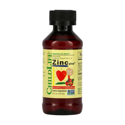 Рідкий цинк, Zinc Plus Liquid - 118ml Natural Mango Strawberry Рідкий цинк, Zinc Plus Liquid - 118ml Natural Mango Strawberry